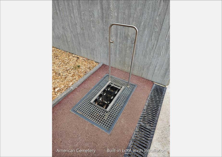 American Cemetery, Normandië_ built-in boot wash installation